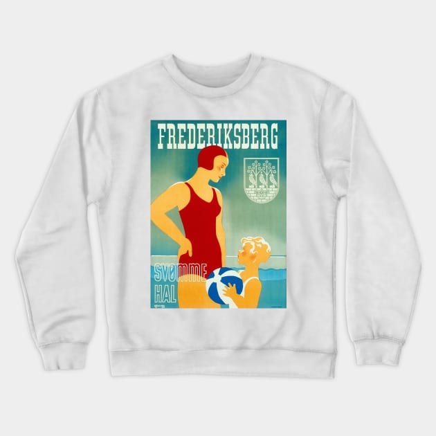 Vintage Travel Poster Denmark Frederiksberg Crewneck Sweatshirt by vintagetreasure